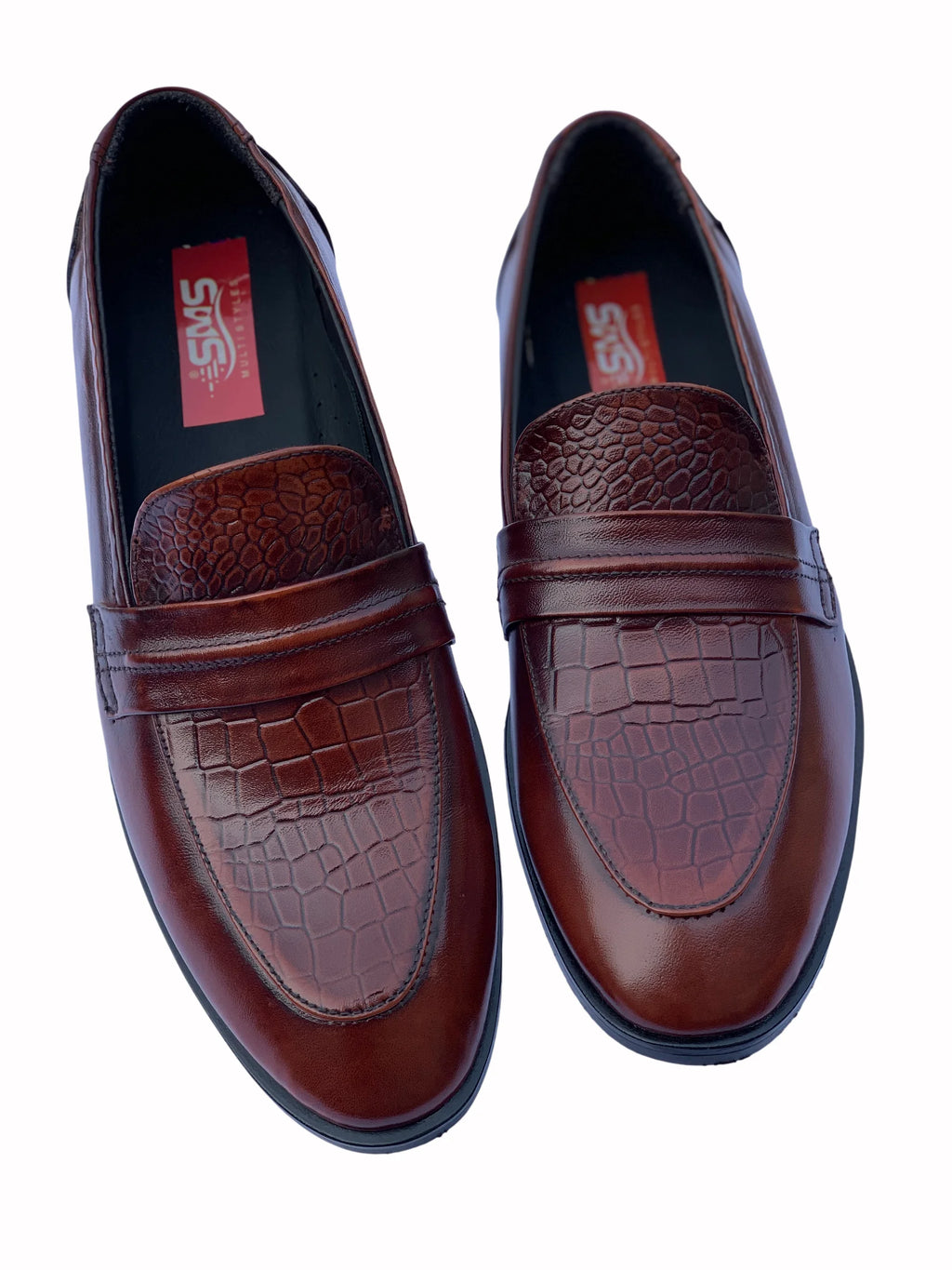 Mehron Leather Crocodile Design Moccasin – Men's Daily, Office & Occasion Shoe (SG-MG-6116)