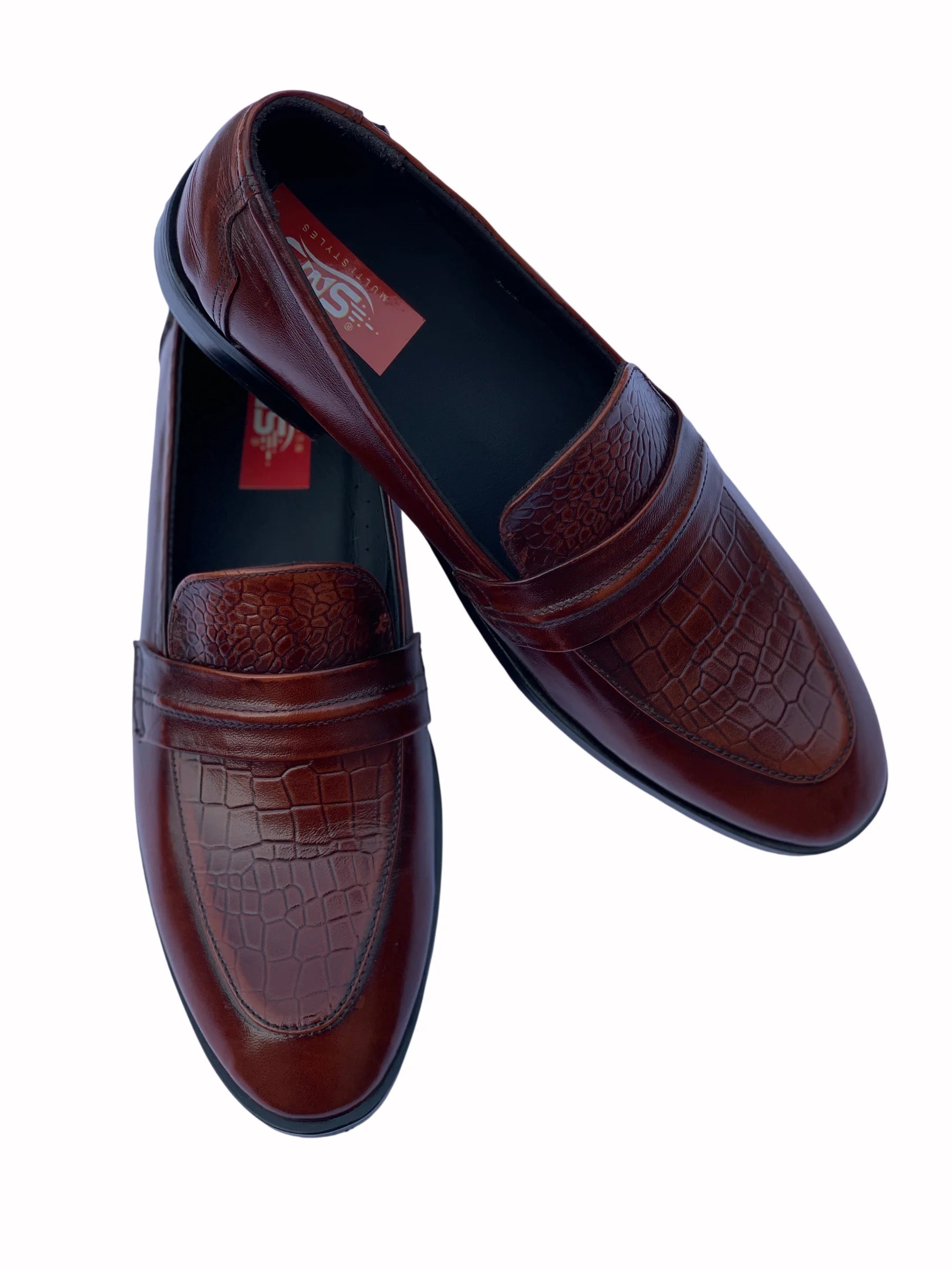 Mehron Leather Crocodile Design Moccasin – Men's Daily, Office & Occasion Shoe (SG-MG-6116)