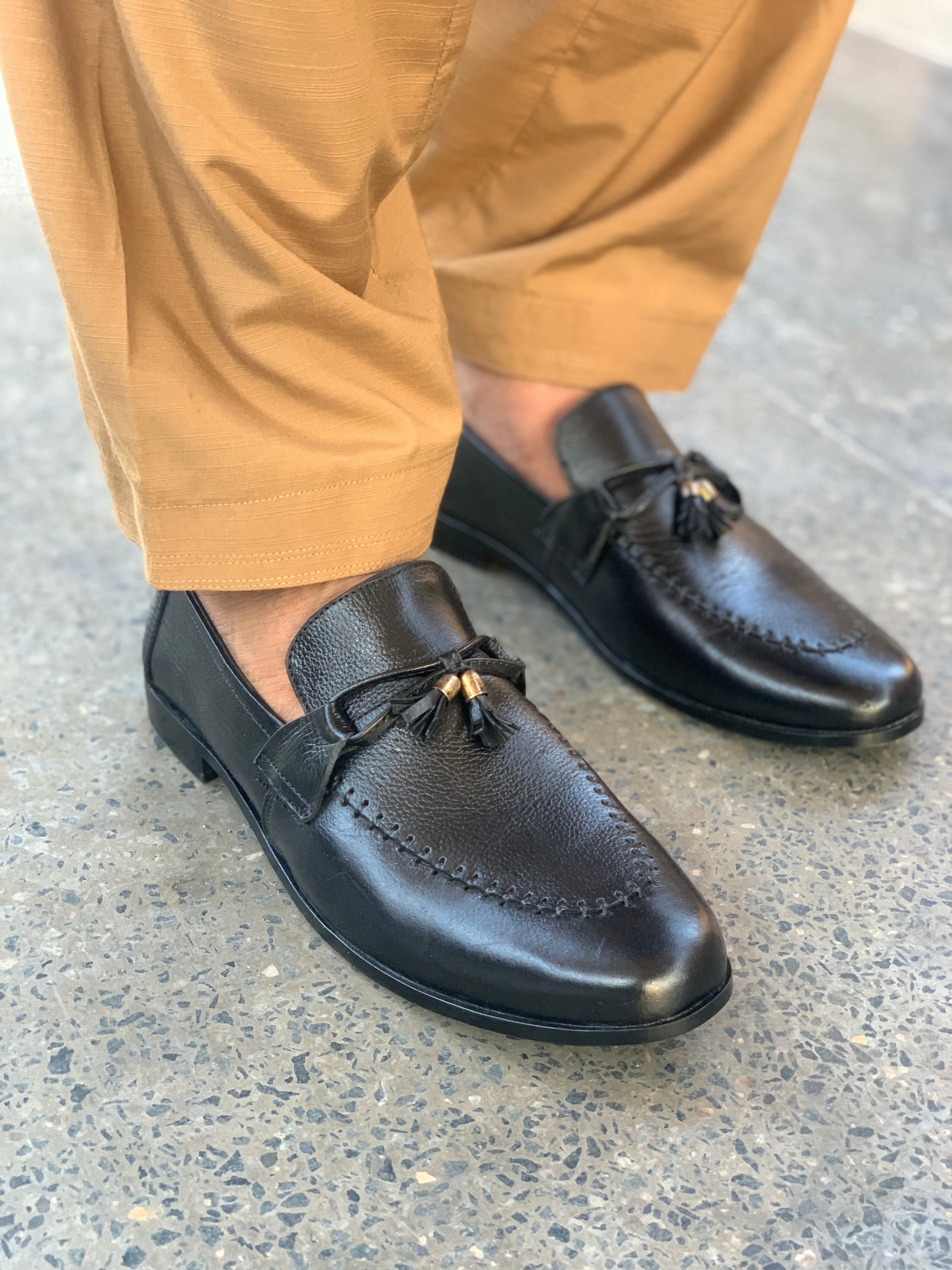 Black Leather Tassel Moccasin – Men's Formal & Casual Shoe