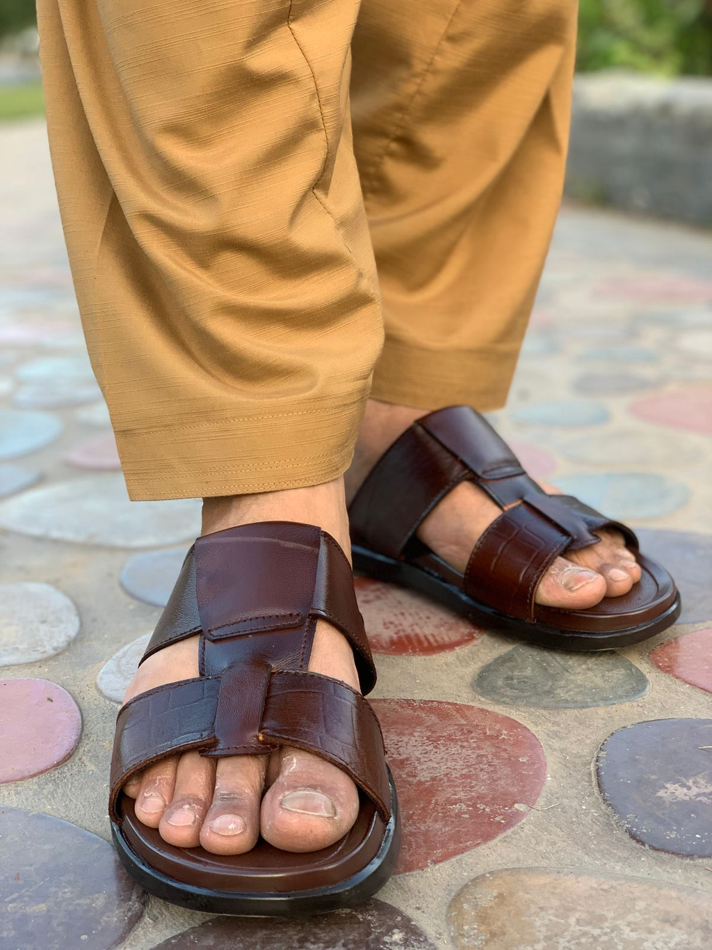 Brown Leather Medicated Chappal – Men's PU Sole Daily & Casual Footwear (SG-MC-5155)