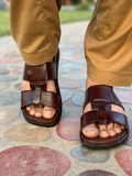 Brown Leather Medicated Chappal – Men's PU Sole Daily & Casual Footwear (SG-MC-5155)