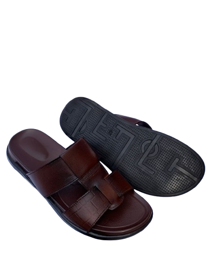 Brown Leather Medicated Chappal – Men's PU Sole Daily & Casual Footwear (SG-MC-5155)