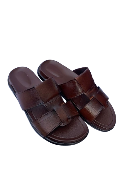 Brown Leather Medicated Chappal – Men's PU Sole Daily & Casual Footwear (SG-MC-5155)