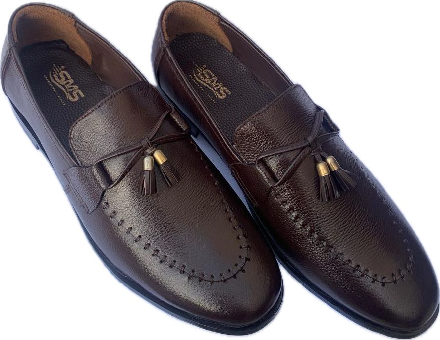 BROWN LEATHER TUSSLE MOCASSION FOR MEN